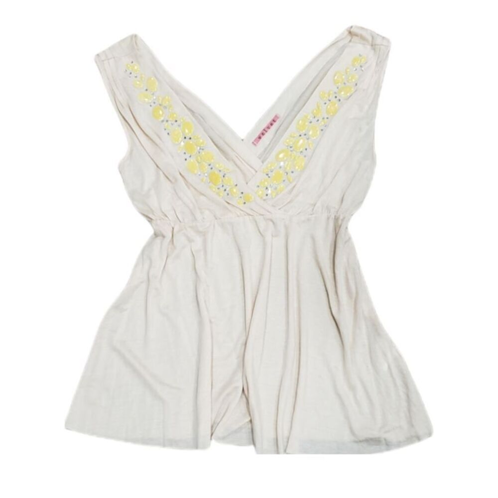 Velvet Graham & Spencer Ivory Jeweled Lyocell Tank Top S